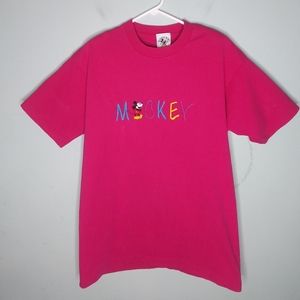 Vintage Disney Mickey Mouse Single Stitch Short Sleeve Embroidered T-Shirt